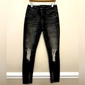 Vigoss Jagger Black Distressed Ripped Jeans size: 25